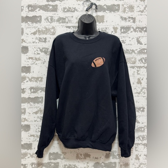 Glitter Football Sweatshirt – Soft Black Game Day Pullover for Sporty Glam - Picture 3 of 8